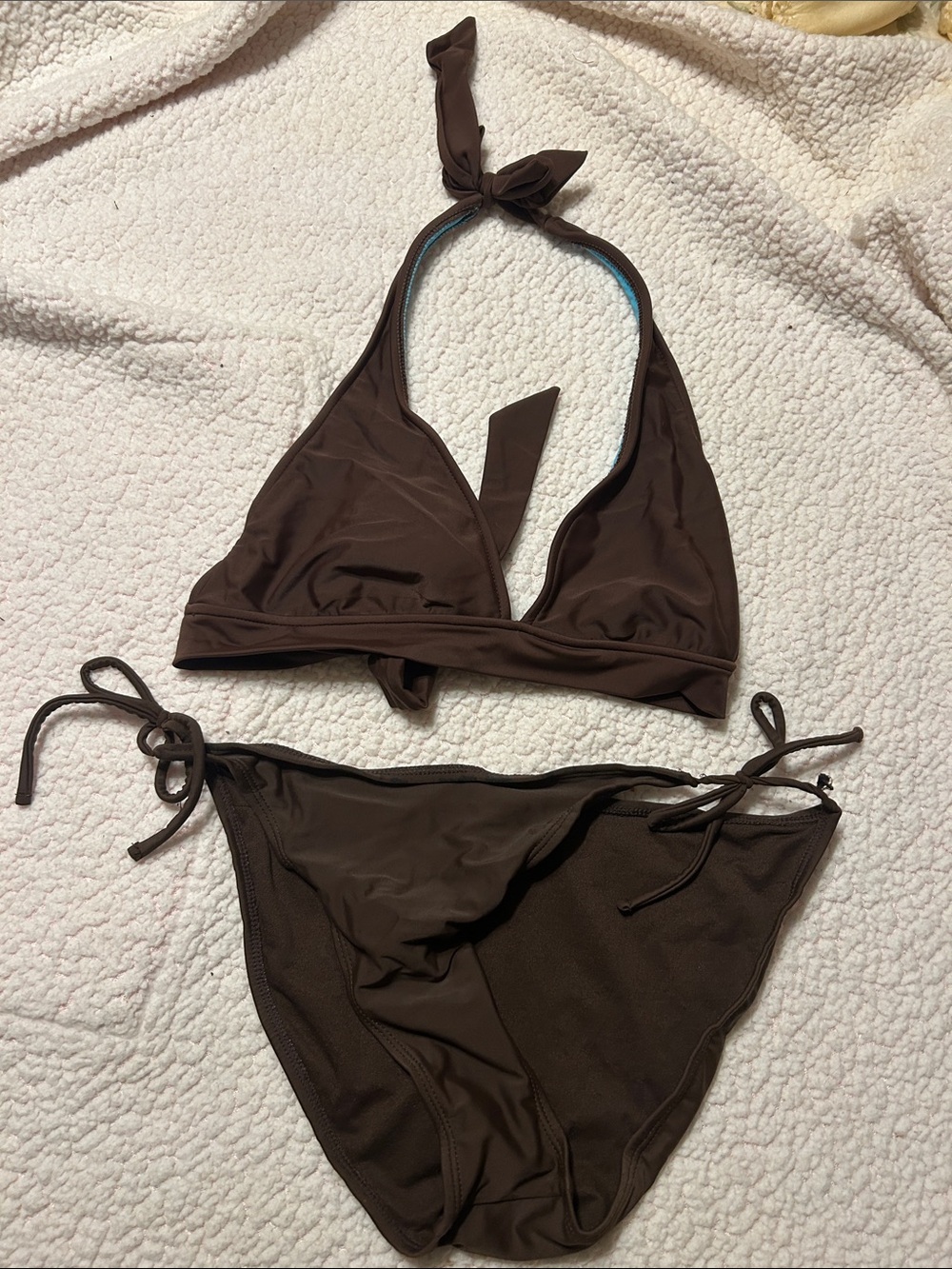 OP Brown Halter Tie-Side Bikini Set